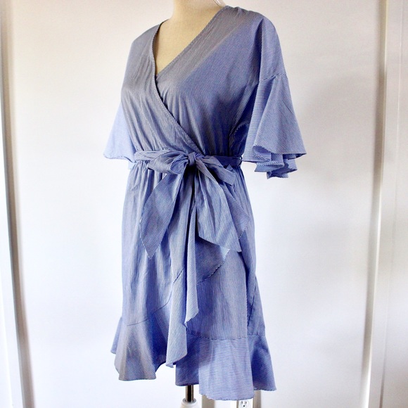 Soprano Dresses & Skirts - Soprano striped bell sleeve wrap dress (Nordstrom)